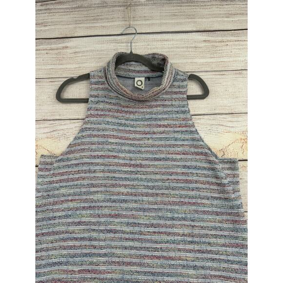 Akemi + Kin Anthropologie Sleeveless Knit Dress Womens L Blue Striped Turtleneck - Picture 3 of 10